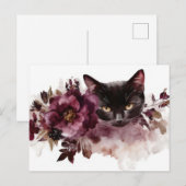 Carte postale aquarelle de chat (Devant / Derrière)