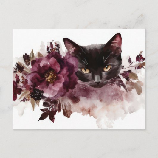 Carte postale aquarelle de chat (Devant)