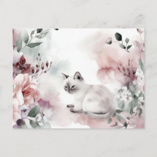 Carte postale aquarelle de chat