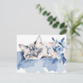 Carte postale aquarelle de chat (Debout devant)