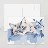 Carte postale aquarelle de chat (Devant / Derrière)