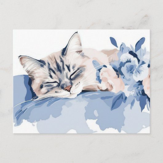Carte postale aquarelle de chat (Devant)