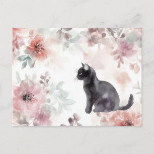 Carte postale aquarelle de chat