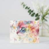 Carte postale aquarelle de chat  (Debout devant)