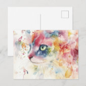 Carte postale aquarelle de chat  (Devant / Derrière)
