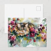 Carte postale aquarelle de chat (Devant / Derrière)