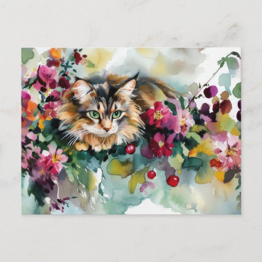 Carte postale aquarelle de chat (Devant)