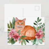 Carte postale aquarelle de chat (Devant / Derrière)