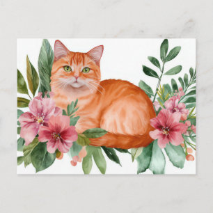 Carte postale aquarelle de chat