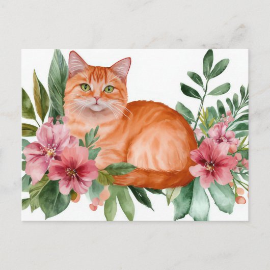 Carte postale aquarelle de chat (Devant)