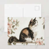 Carte postale aquarelle de chat (Devant / Derrière)