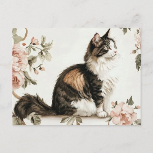 Carte postale aquarelle de chat (Devant)
