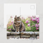 Carte postale aquarelle de chat (Devant / Derrière)