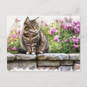 Carte postale aquarelle de chat 