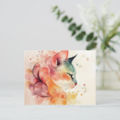Carte postale aquarelle de chat (Debout devant)