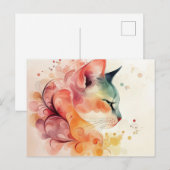 Carte postale aquarelle de chat (Devant / Derrière)