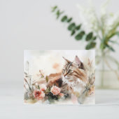 Carte postale aquarelle de chat (Debout devant)