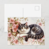 Carte postale aquarelle de chat (Devant / Derrière)