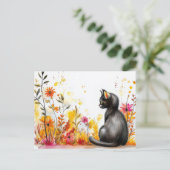 Carte postale aquarelle de chat (Debout devant)