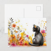 Carte postale aquarelle de chat (Devant / Derrière)