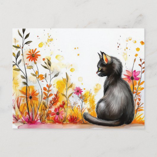 Carte postale aquarelle de chat (Devant)