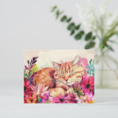 Carte postale aquarelle de chat (Debout devant)