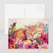 Carte postale aquarelle de chat (Devant / Derrière)