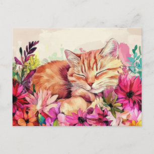 Carte postale aquarelle de chat