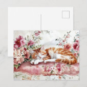 Carte postale aquarelle de chat (Devant / Derrière)