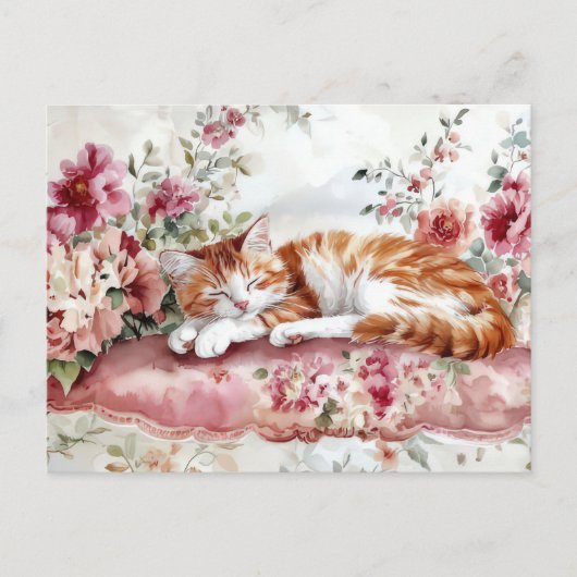 Carte postale aquarelle de chat (Devant)