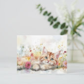Carte postale aquarelle de chat (Debout devant)