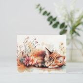 Carte postale aquarelle de chat (Debout devant)