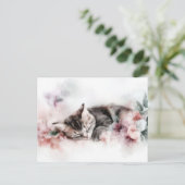 Carte postale aquarelle de chat  (Debout devant)