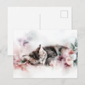 Carte postale aquarelle de chat  (Devant / Derrière)