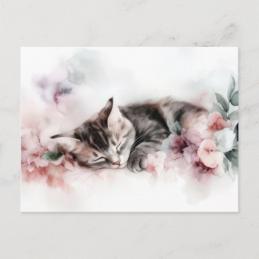 Carte postale aquarelle de chat  (Devant)