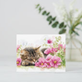 Carte postale aquarelle de chat (Debout devant)