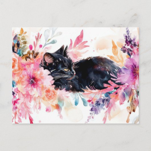 Carte postale aquarelle de chat (Devant)