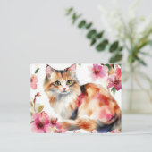 Carte postale aquarelle de chat (Debout devant)