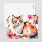 Carte postale aquarelle de chat (Devant / Derrière)