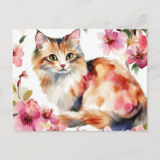 Carte postale aquarelle de chat (Devant)