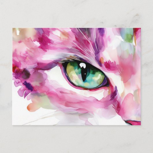 Carte postale aquarelle de chat (Devant)
