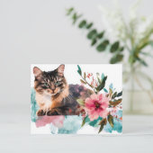 Carte postale aquarelle de chat (Debout devant)