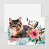 Carte postale aquarelle de chat (Devant / Derrière)