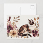 Carte postale aquarelle de chat (Devant / Derrière)