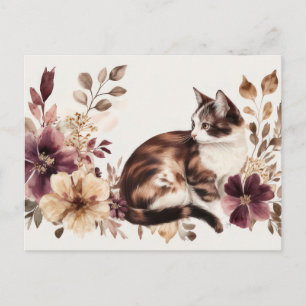 Carte postale aquarelle de chat