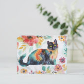 Carte postale aquarelle de chat (Debout devant)