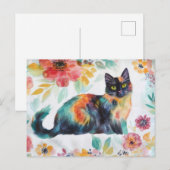 Carte postale aquarelle de chat (Devant / Derrière)