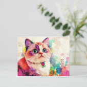 Carte postale aquarelle de chat (Debout devant)