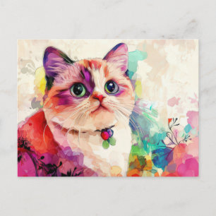 Carte postale aquarelle de chat