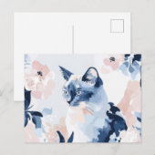 Carte postale aquarelle de chat (Devant / Derrière)
